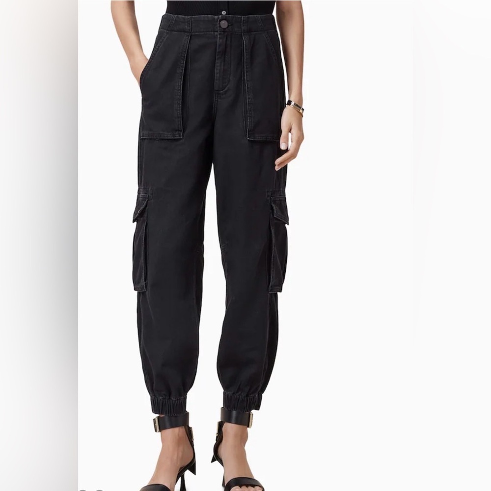 All Saints Black Cargo Joggers